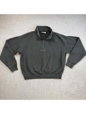 Fear Of God Essentials Quarter Zip Sweatshirt Faded Black Women Cropped Boxy Fit